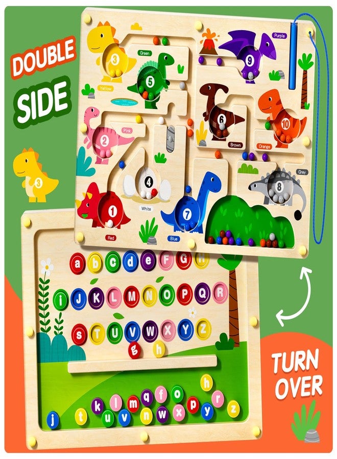 Ppotyo 2 in 1 Magnetic Color and Number Maze Magnet Alphabet Counting Car Puzzle Double Sided Board Fine Motor Skills Montessori Preschool Toys for Boys and Girls (Color1, One Side) - Image 2